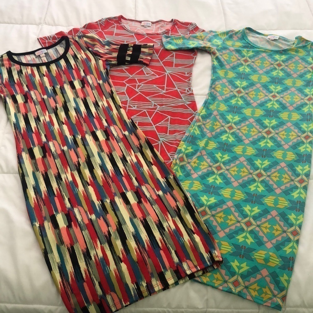 Lot of 3 LuLaRoe Julia dresses 👗 size xxs in a variety of colors great for work